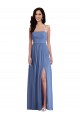 Low Back Windsor Blue Soft Chiffon Spaghetti Straps Long Sleeveless Semi Formal Evening Dress / Bridesmaid Dress Norwich