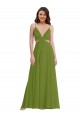 Open Back Soft Chiffon V-Neck Long Sleeveless Plus Size Evening Gown / Bridesmaid Dress Norwich