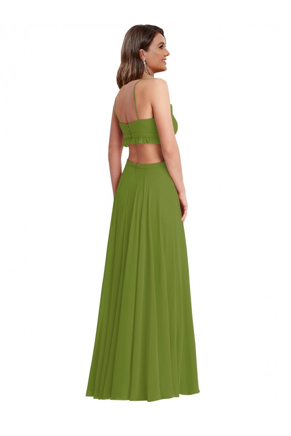 Open Back Soft Chiffon V-Neck Long Sleeveless Plus Size Evening Gown / Bridesmaid Dress Norwich