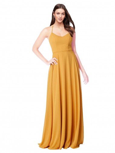 Saffron Soft Chiffon V-Neck Long Sleeveless Formal Dress / Bridesmaid Dress Norwich