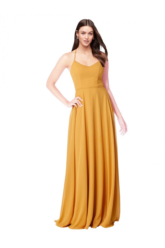 Saffron Soft Chiffon V-Neck Long Sleeveless Formal Dress / Bridesmaid Dress Norwich