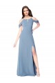 Dusty Blue Soft Chiffon Off the Shoulder Long Sleeveless Evening Dress / Bridesmaid Dress Norwich