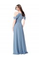 Dusty Blue Soft Chiffon Off the Shoulder Long Sleeveless Evening Dress / Bridesmaid Dress Norwich