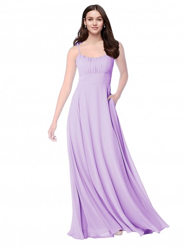 Lilac Soft Chiffon Scoop Neck Long Sleeveless Bridal Party Dress Norwich