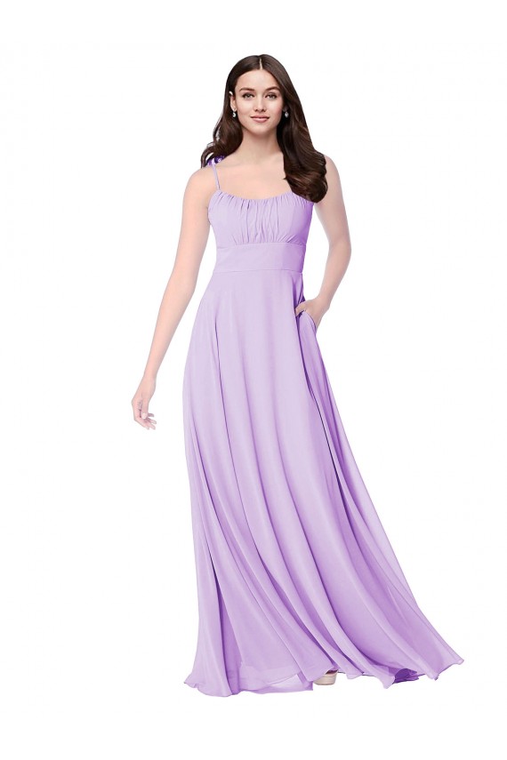 Lilac Soft Chiffon Scoop Neck Long Sleeveless Bridal Party Dress Norwich
