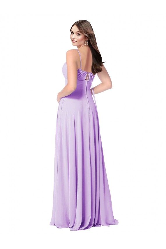 Lilac Soft Chiffon Scoop Neck Long Sleeveless Bridal Party Dress Norwich