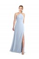 Open Back Light Sky Blue Chiffon Halter Neck Long Sleeveless Bridesmaid Dress / Evening Dress Norwich
