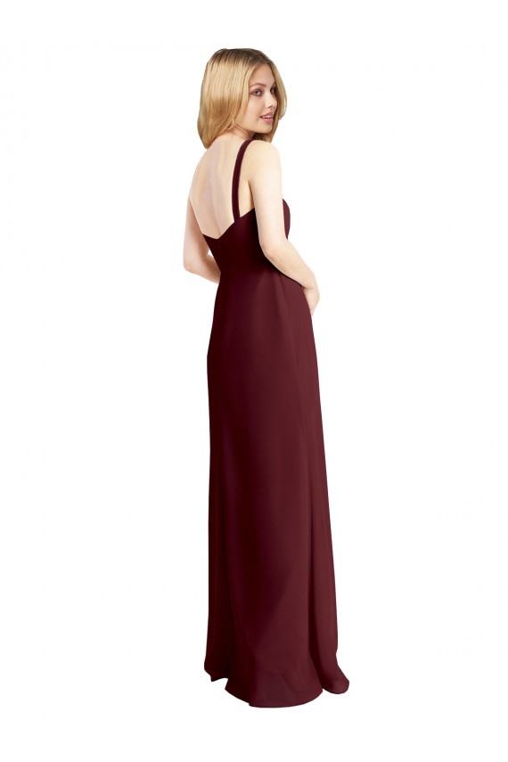 Low Back Soft Chiffon Square Neck Long Sleeveless Bridesmaid Dress Norwich