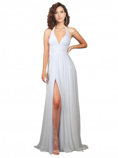 Low Back Soft Chiffon V-Neck Sweep Train Sleeveless Beach Wedding Dress Norwich