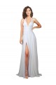 Low Back Soft Chiffon V-Neck Sweep Train Sleeveless Beach Wedding Dress Norwich