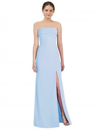 Low Back Soft Chiffon Strapless Long Sleeveless Black Tie Evening Gown / Bridesmaid Dress Norwich