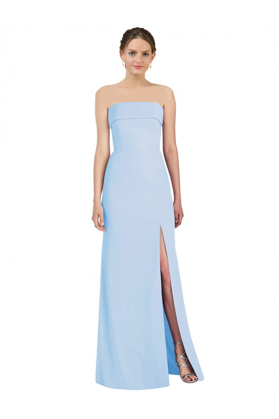 Low Back Soft Chiffon Strapless Long Sleeveless Black Tie Evening Gown / Bridesmaid Dress Norwich