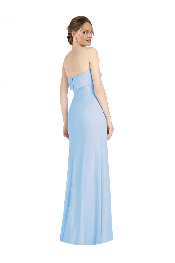 Low Back Soft Chiffon Strapless Long Sleeveless Black Tie Evening Gown / Bridesmaid Dress Norwich