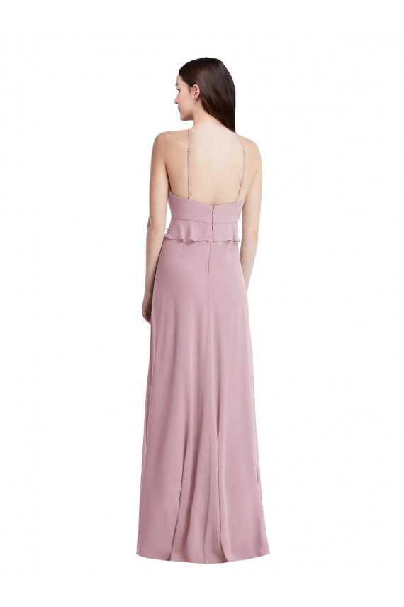 Low Back Chiffon Halter Neck Long Sleeveless Bridesmaid Dress / Evening Dress Norwich