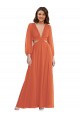 Open Back Soft Chiffon V-Neck Long Long Sleeves High Low Evening Gown / Bridesmaid Dress Norwich