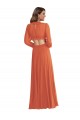 Open Back Soft Chiffon V-Neck Long Long Sleeves High Low Evening Gown / Bridesmaid Dress Norwich