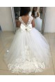 Tulle & Lace Bateau Neckline Chapel Train Sleeveless Flower Girl Dress Norwich