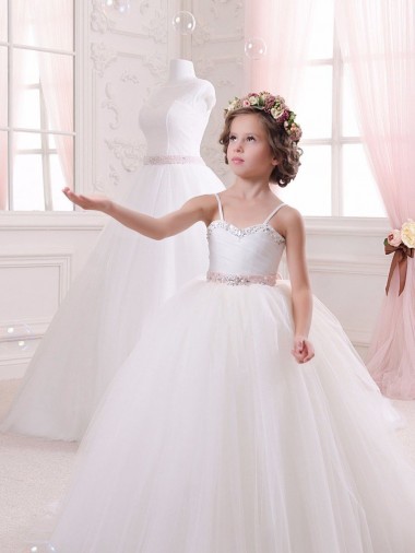 Tulle Sweetheart Chapel Train Sleeveless Flower Girl Dress Norwich