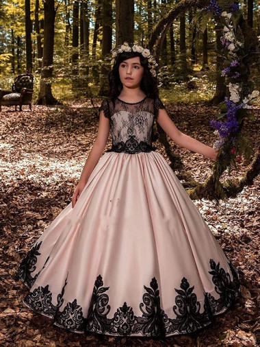 Satin & Lace Sweetheart Long Sleeveless Flower Girl Dress for Wedding Norwich