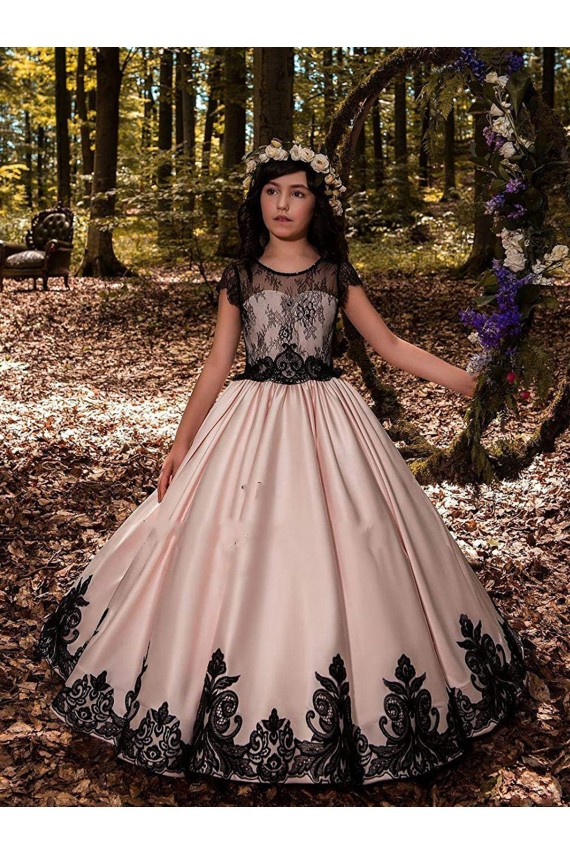 Satin & Lace Sweetheart Long Sleeveless Flower Girl Dress for Wedding Norwich
