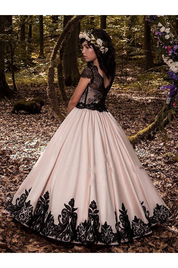 Satin & Lace Sweetheart Long Sleeveless Flower Girl Dress for Wedding Norwich