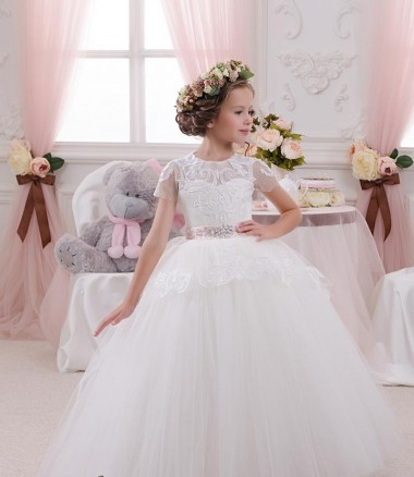 Tulle & Lace Sweetheart Long Sleeveless Flower Girl Dress Norwich