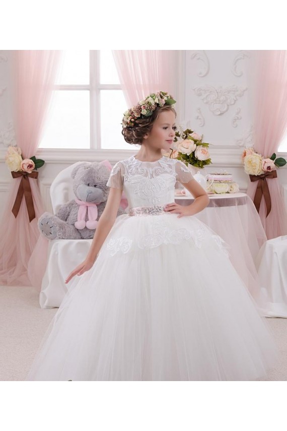 Tulle & Lace Sweetheart Long Sleeveless Flower Girl Dress Norwich