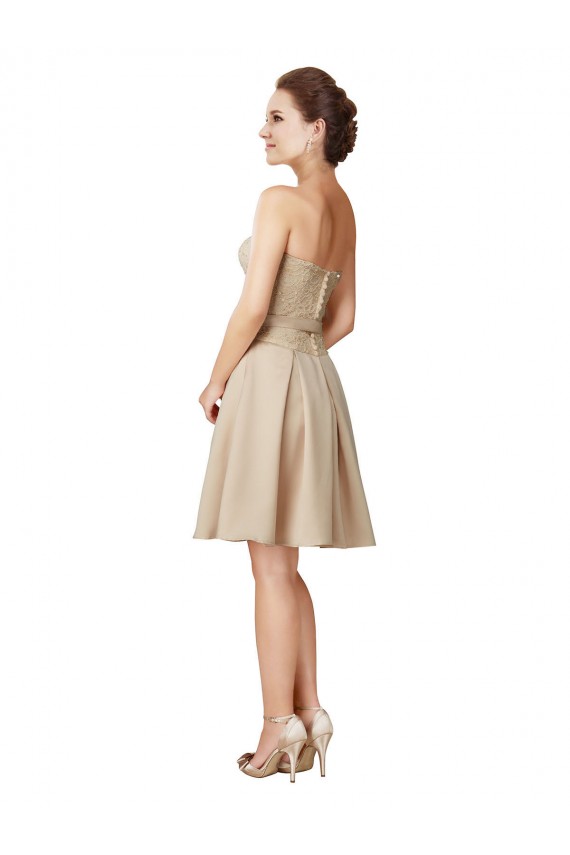Satin & Lace Sweetheart Knee Length Sleeveless Bridesmaid Dress Norwich