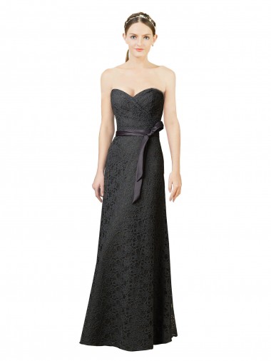 Slate Grey Lace Sweetheart Long Sleeveless Bridesmaid Dress Norwich