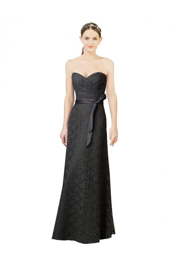 Slate Grey Lace Sweetheart Long Sleeveless Bridesmaid Dress Norwich