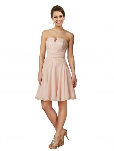 Soft Chiffon & Lace Sweetheart Knee Length Sleeveless Bridesmaid Dress Norwich