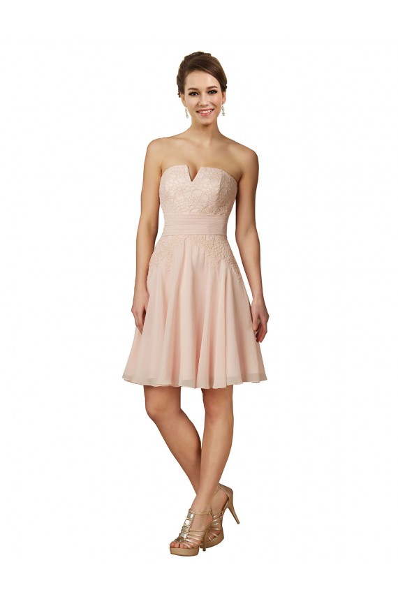 Soft Chiffon & Lace Sweetheart Knee Length Sleeveless Bridesmaid Dress Norwich