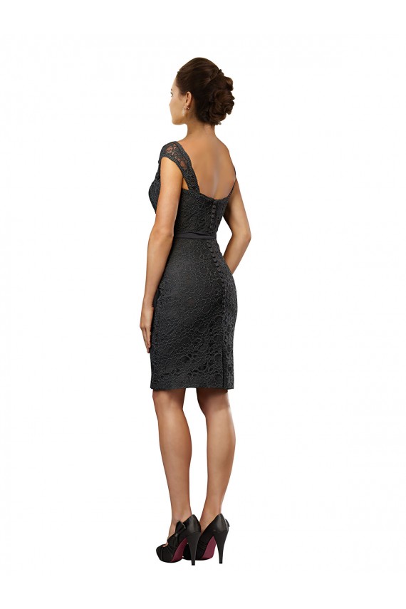 Soft Chiffon & Lace Off the Shoulder Knee Length Sleeveless Bridesmaid Dress Norwich