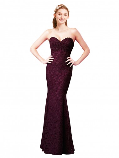 Grape Lace Sweetheart Long Sleeveless Bridesmaid Dress Norwich