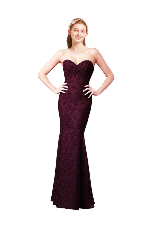 Grape Lace Sweetheart Long Sleeveless Bridesmaid Dress Norwich