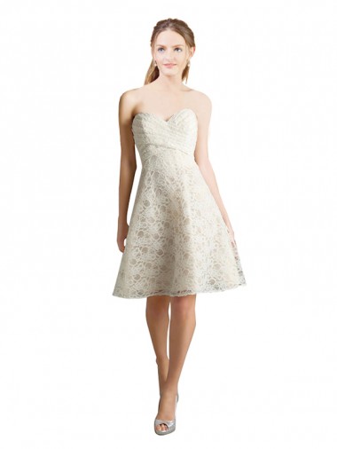 Lace Sweetheart Knee Length Sleeveless Bridesmaid Dress Norwich