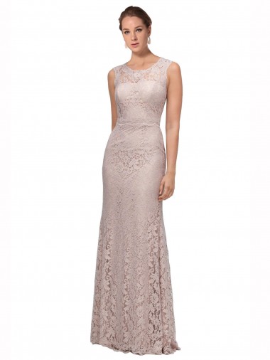 Lace Illusion Neck Long Sleeveless Prom Dress / Bridesmaid Dress Norwich