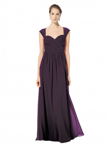 Keyhole Back Soft Chiffon & Lace Sweetheart Long Sleeveless Formal Dress / Bridesmaid Dress Norwich