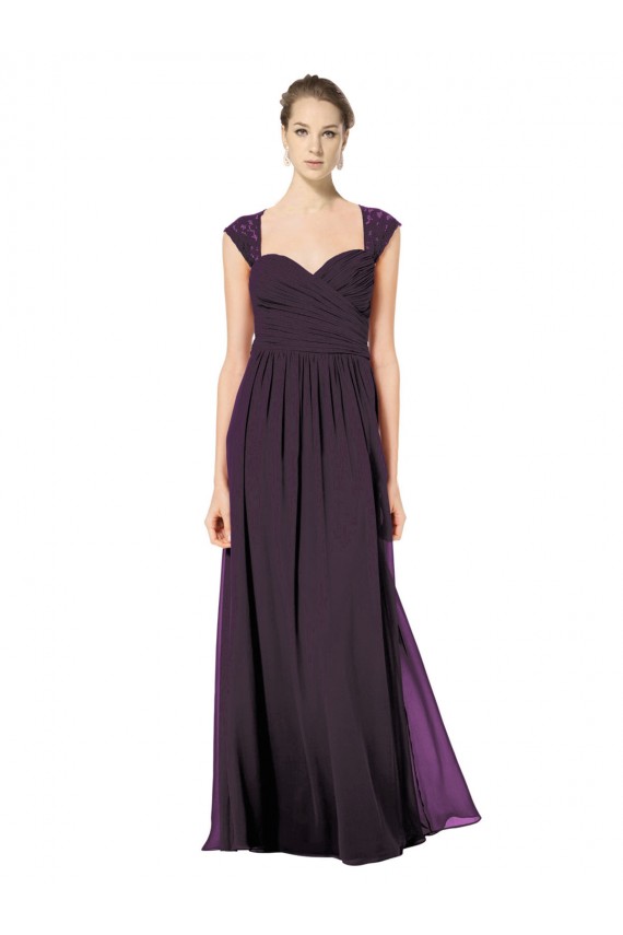 Keyhole Back Soft Chiffon & Lace Sweetheart Long Sleeveless Formal Dress / Bridesmaid Dress Norwich