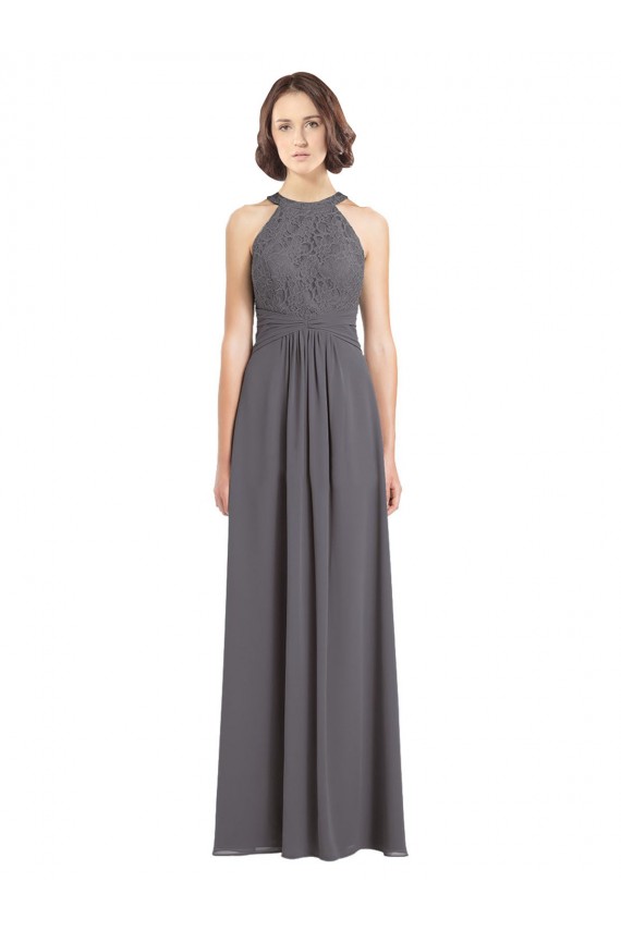 Soft Chiffon & Lace Halter Neck Long Sleeveless Bridesmaid Dress Norwich