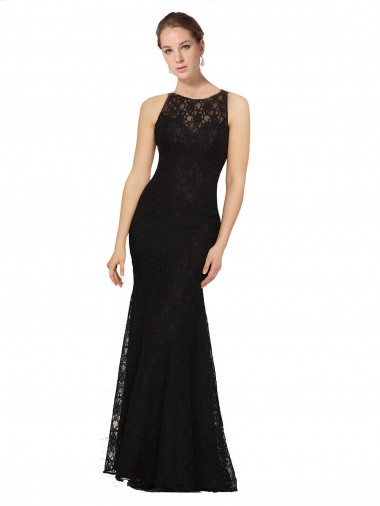 Open Back Lace Jewel Neck Long Sleeveless Bridesmaid Dress Norwich