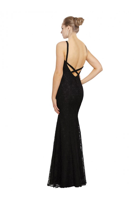Open Back Lace Jewel Neck Long Sleeveless Bridesmaid Dress Norwich