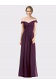 Low Back Grape Soft Chiffon & Lace Off the Shoulder Long Sleeveless Bridesmaid Dress Norwich