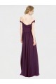Low Back Grape Soft Chiffon & Lace Off the Shoulder Long Sleeveless Bridesmaid Dress Norwich