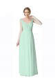 V-Back Soft Chiffon & Lace V-Neck Long Cap Sleeves Bridesmaid Dress Norwich