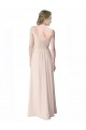 V-Back Soft Chiffon & Lace V-Neck Long Cap Sleeves Bridesmaid Dress Norwich