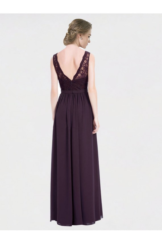 V-Back Chiffon & Lace V-Neck Long Sleeveless Bridesmaid Dress / Evening Dress Norwich