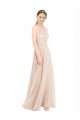 Keyhole Back Soft Chiffon & Lace Halter Neck Long Sleeveless Prom Dress / Bridesmaid Dress Norwich