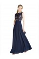 V-Back Soft Chiffon & Lace Illusion Neck Long Sleeveless Prom Dress / Bridesmaid Dress Norwich