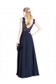 V-Back Soft Chiffon & Lace Illusion Neck Long Sleeveless Prom Dress / Bridesmaid Dress Norwich